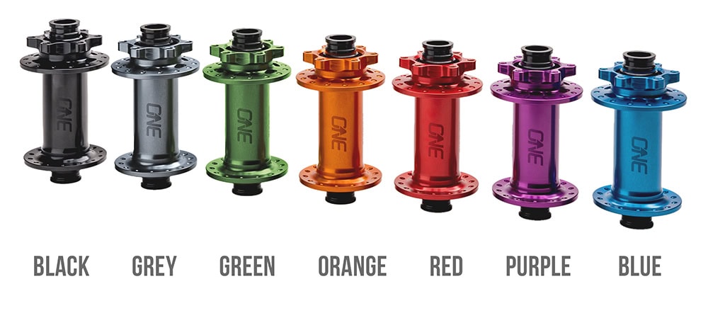 Black, Grey, Red, Orange, Blue, Purple and Green